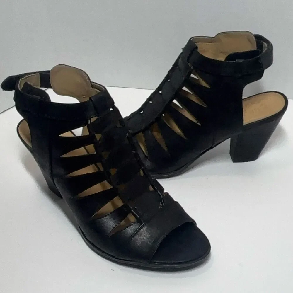 Naturalizer Talan Sandals Black Fabric Open Toe Caged Design 10M